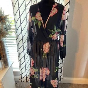 Women's Floral Black & Pink Maxi